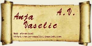 Anja Vaselić vizit kartica